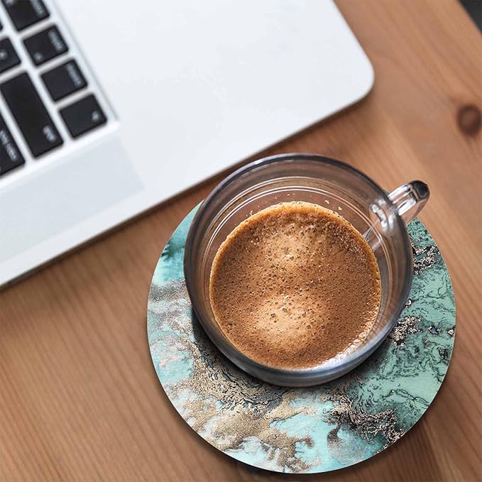 Natural Stone Rose Gold Marble Drink Coasters Modern Delicate Stone Liquid Ink Water Fluid Design Housewarming Presentss for New Home Present for Friends,2 Pcs,4 X 4 X 0.35 Inches