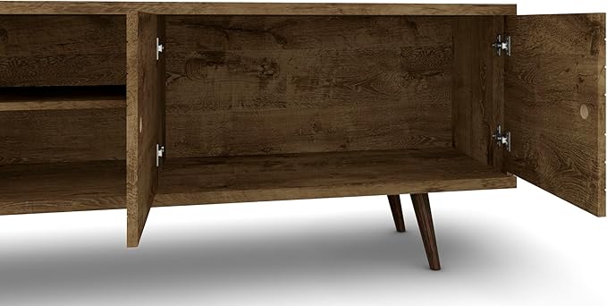 Manhattan Comfort Liberty Mid Century Modern TV Stand for Televisions up to 60 Inches, Bedroom and Living Room Entertainment Center with Storage, Shelves, and Cabinet, 201AMC: 62.99 Inch, Rustic Brown