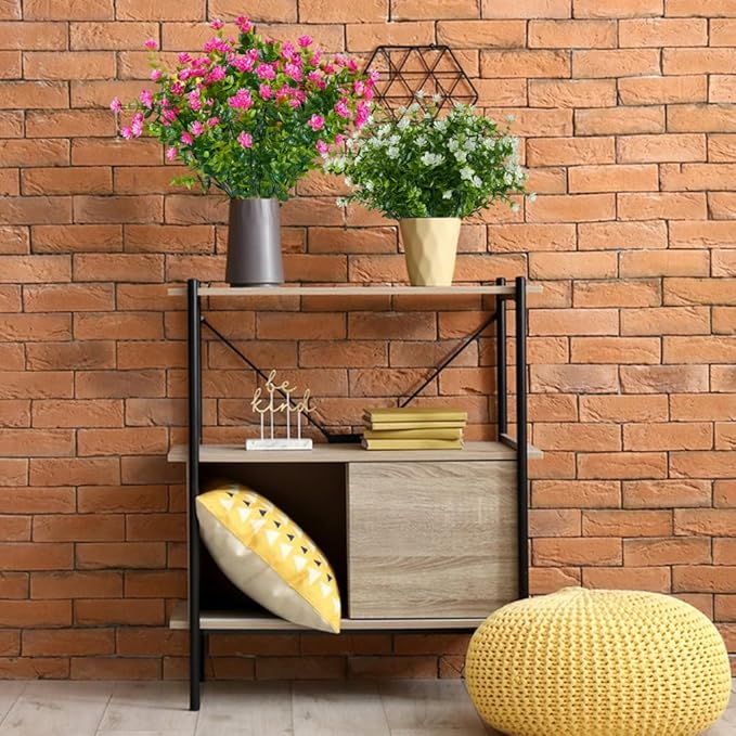 10PCS Artificial Eucalyptus Plants,Fake Boxwood Shrubs UV Resistant No Fade Faux Plastic Greenery for Wedding Bridal Bouquet Indoor Outdoor Home Garden Kitchen Office Table Vase(Pink)