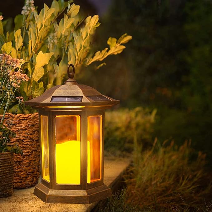 Solar Lantern Outdoor, Outdoor Hanging Candle Lanterns LED Lights - PVC Waterproof Solar Lights Decorative Lantern Lights for Table,Outdoor,Party…