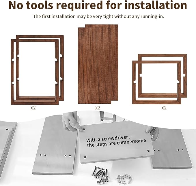 Adjustable Desktop Bookshelf, Bookshelf No Assembly Required, DIY Multi-Combination Shelves Organizer for Home Office Supplies, and Dresser, True Natural Walnut Wood, Brown