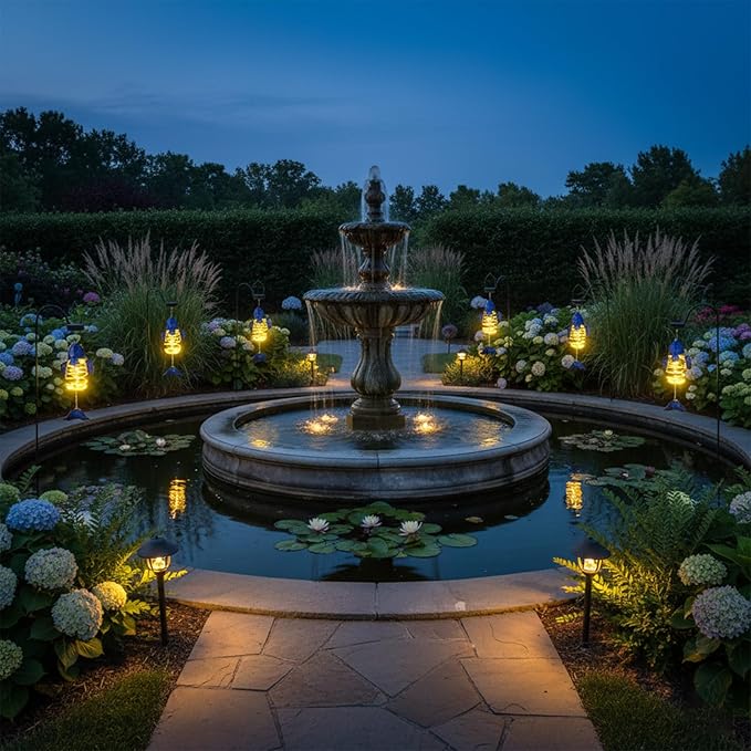 2 Pack Fish Solar Lights Outdoor Hanging Lantern with Handle, Solar Powered Butterflies Garden Decor for Outside Patio Yard Porch Pathway Butterfly Gifts for Women (Warm White LED Lights)