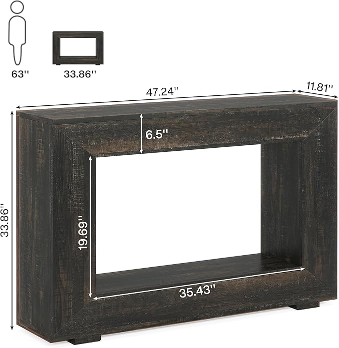 Tribesigns Farmhouse Console Table, 47 Inches Entryway Console Table with Storage, Industrial Hallway Accent Table for Living Room, Entrance