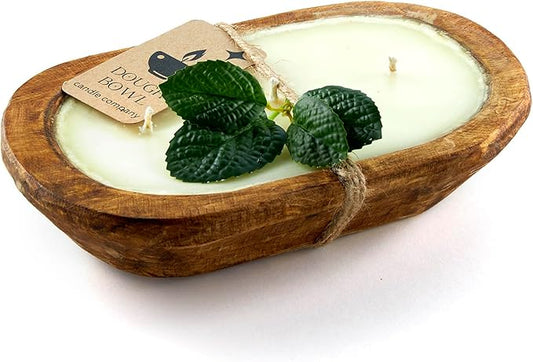 Dough Bowl Candle Co. Sandalwood Soy Candle - 3 Wick Rustic Farmhouse Decor Odor Eliminator in Wooden Bowls, 20 Ounce Wooden Dough Bowl Candle, All-Natural Gifts for Women and Men, Coffee Table Decor