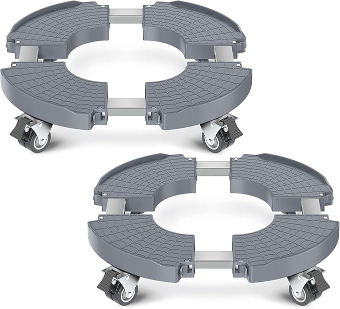 sanyi Plant Caddy with Wheels, 2 Pack Adjustable 15-21 Inch Rolling Planter Base Indoor Outdoor Large Plant Rollers Cart Dolly with Casters for Flower Pot Garden Tree Pot Holder Mover