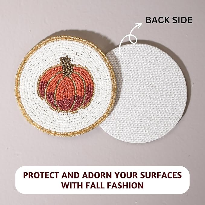 Folkulture Coasters Set of 4 | (4") Fall Coasters for Farmhouse Decor or Fall Table Decor | Boho Costers for Thanksgiving Decorations | Autumn Decor or Fall Stuff for Home | Rustic Bar Coaster Set