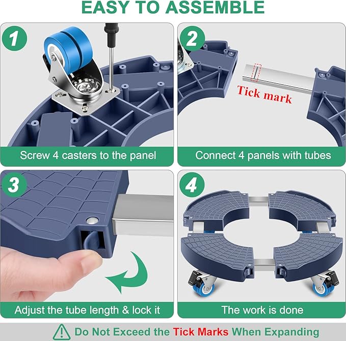 sanyi Plant Caddy with Wheels, 15-22" Adjustable Plant Stand with Wheels Heavy Duty, Rolling Plant Stand, Plant Cart for Outdoor Planters, Plant Pots, Trash Can Dolly, Garden Pot Mover