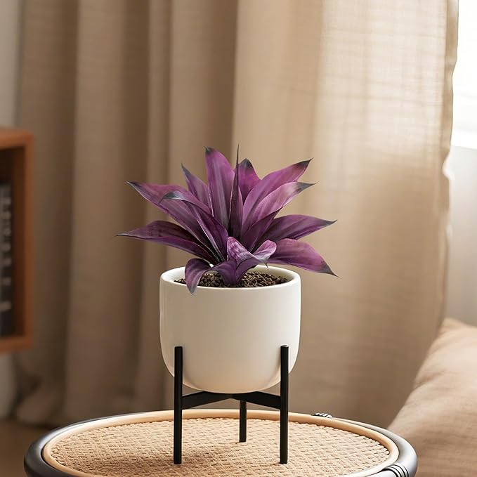 Artificial Flowers for Outdoors Artificial Agave Fake Plants Faux Agave Artificial Plants Outdoor Fake Flowers Outdoor Faux Plants Indoor Uv Resistant Artificial Plants 12In(Purple，2pcs)