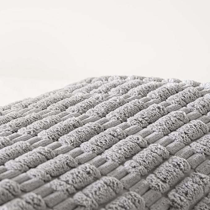 Fancy Homi 2 Packs Gray Long Lumbar Farmhouse Decorative Throw Pillow Covers 14x36 Inch for Bed Couch Bed Sofa, Rustic Boho Room Decor, Soft Striped Corduroy Rectangle Cushion Case 35x91 cm