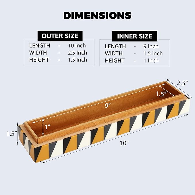 Handicrafts Home Modern Puzzle Decorative Storage Box - Rectangular, Yellow & Black Geometric Pattern - 10x2.5x1.5 Inches - Keepsakes, Trinkets, Home Decor - Coffee Table Storage, Memory Box