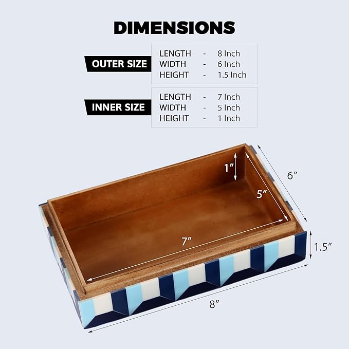 Handicrafts Home Handmade Patisserie Decorative Jewelry Box Organizer – Keepsakes, Trinkets, and Home Decor – Antique Coffee Table Storage, Memory Box, Farmhouse Style Decor Modern, 8x6x1.5