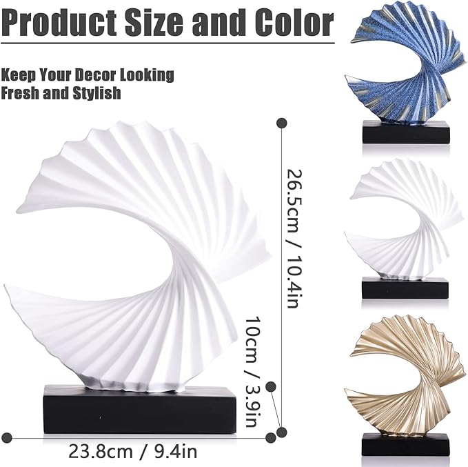 White Wave Sculpture, Modern Ocean Wave Home Accents, Resin Art Statue for Shelf, Coffee Table, TV Stand Adornos Modernos