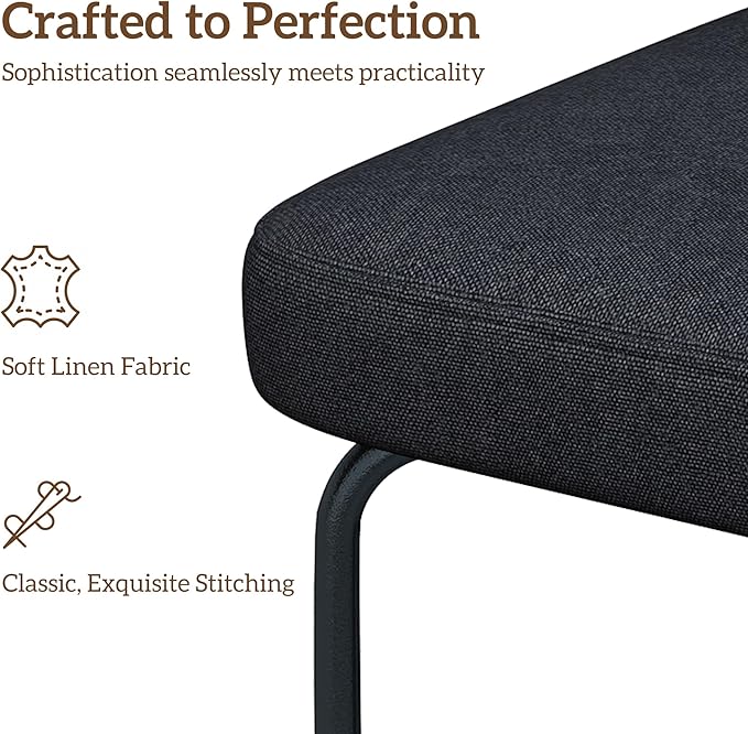 Counter Height Bar Stools Set of 2, 26" Fabric Kitchen Bar Stools with Back, Counter Barstools with Metal Legs, Bar Chairs for Kitchen Island, Black