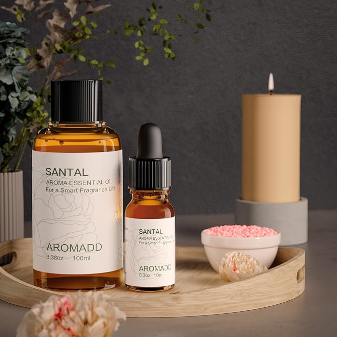 Hotel Scents Diffuser Oil Santal, Luxury Essential Oils for Waterless Diffuser, Aromatherapy Hotel Diffuser Oil for Home & Office, Long-Lasting - 3.38 fl oz (100 mL)