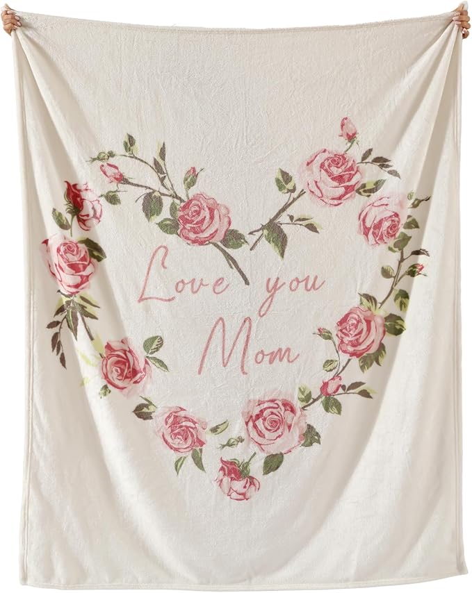 Geniospin Throw Blanket for Mom Birthday Gifts from Daughter Son, Dear Mom Blanket for Christmas, Super Soft Flannel Throw Blanket for Couch Bed Sofa, Warm and Cozy