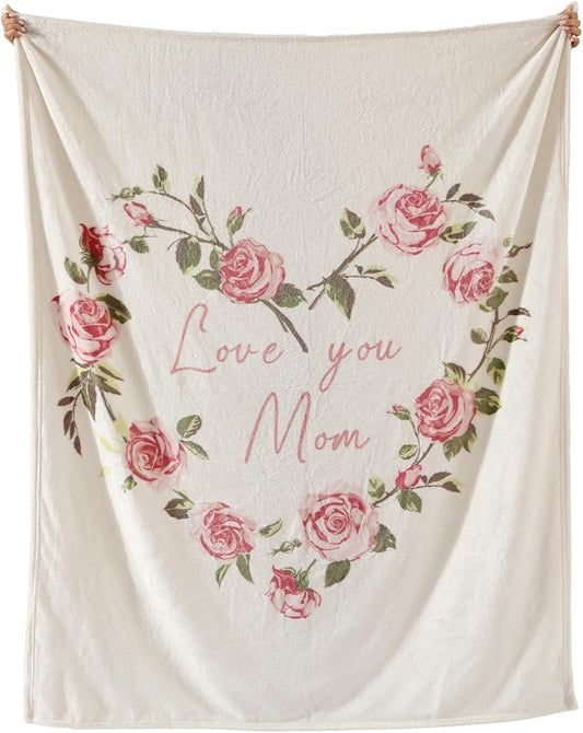 Geniospin Throw Blanket for Mom Birthday Gifts from Daughter Son, Dear Mom Blanket for Christmas, Super Soft Flannel Throw Blanket for Couch Bed Sofa, Warm and Cozy