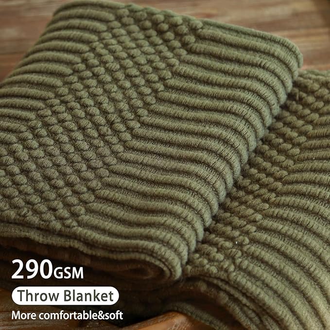 Blagic Knitted Throw Blanket for Couch, Bed and Sofa. Super Soft Blanket with Tassels, Dark Green Throw Blanket, 50 x 60 Inches Lightweight & Cosy Home Decor