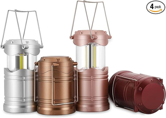 Lichamp LED Camping Lantern, 4 Pack Battery Powered Flashlight for Power Outages, Portable Collapsible Hanging Light Essential for Home, Outdoor, Emergency Lamp Survival Kit Gear for Hurricane, C3