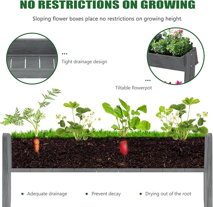 Wooden Vertical Raised Garden Bed, 4 Tier Garden Planters Raised Beds Freestanding Plant Stand Flower Rack Wooden Planter Box for Plants Herbs Flowers Vegetables Outdoor Indoor Gardening