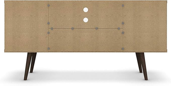 Manhattan Comfort Liberty Collection Mid Century Modern TV Stand With One Cabinet and Three Open Shelves and One Cubby With Splayed Legs, Wood, Rustic Brown, Small (200AMC9)