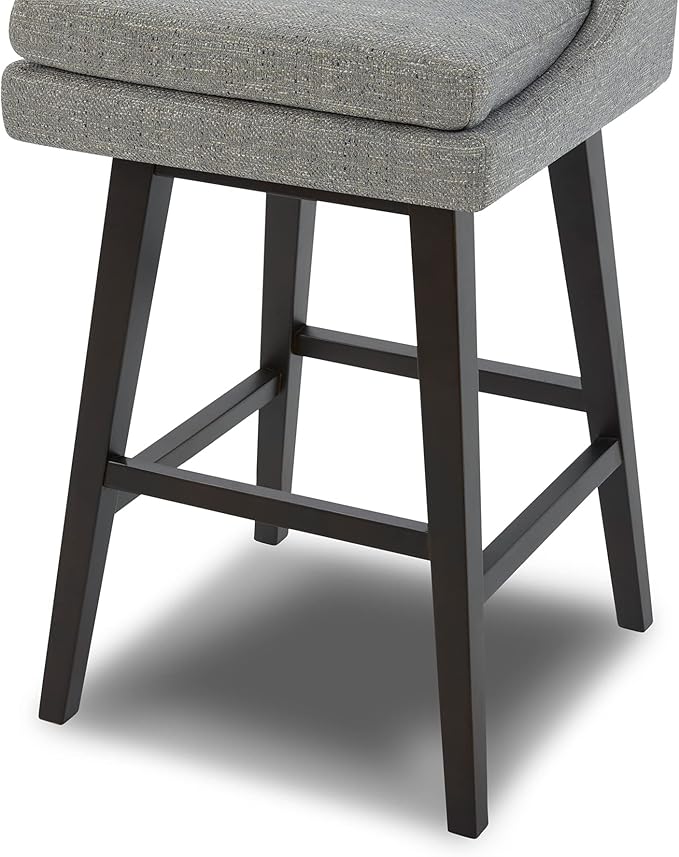 CHITA Bar Height Swivel Barstool with Back Set of 2, FSC Certified Upholstered Bar Stool, 30.7" H Seat Height, Fabric in Fog