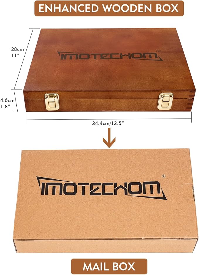 12-Pieces Woodworking Wood Carving Tools Chisel Set with Wooden Box, Razor Sharp CR-V 60 Steel Blades