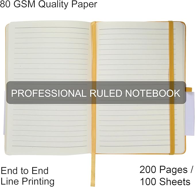 20 Pack Journals for Writing College Ruled Notebooks Journal in Bulk, Hardcover Notebooks (200Pages) for Note Talking, Lined Bullet Journals for Home School Office, 5.7"x8.4", Yellow