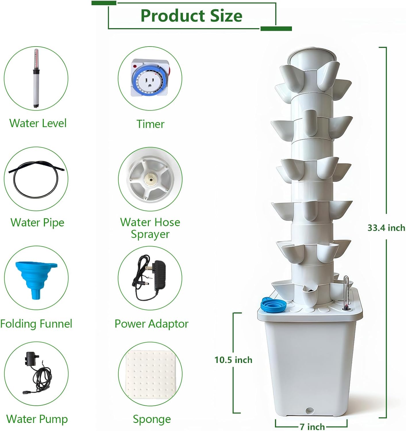 30 Plants Hydroponic Tower, Hydroponics Growing System Tower, Hydroponics Tower with Timer Automatic Watering, Vertical Hydroponic Tower, Planter Germination Kit for Herbs Vegetables Fruits