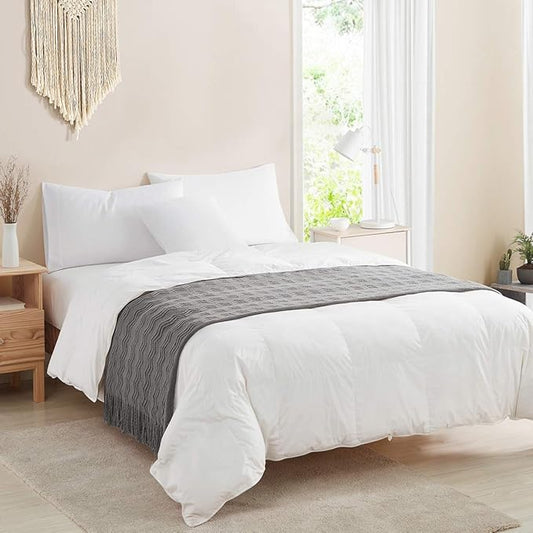 BOURINA Dark Grey Throw Blanket 50 x90 Inches Throw Textured Solid Soft Sofa Throw Bed Runner Couch Cover Knitted Decorative Blanket Bed Runner