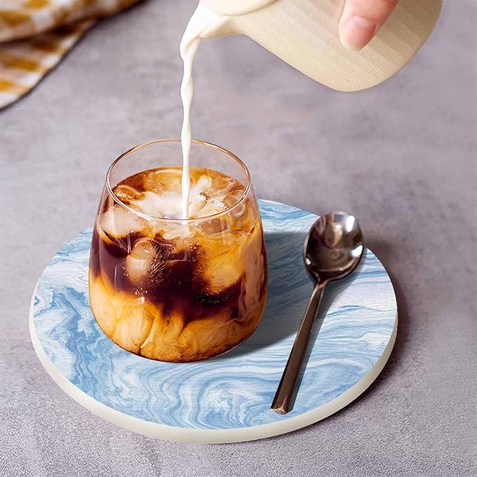 Marbled Textures Table Coasters for Drinks Liquid Art Modern Contemporary Fluid 100% Diatomite Home and Dining Room Bar Decor 4 X 4 X 0.35 Inch for Men Women