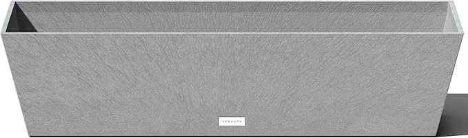 Veradek Pure Series Window Box Planter - Long Rectangular Planter for Indoor or Outdoor Windowsill/Balcony | Durable All-Weather Use with Drainage Holes | Modern Decor for Herbs, Small Plants, Flowers