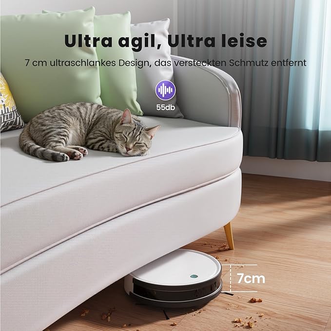 OKP Robot Vacuum Cleaner K5B, Super Thin, Powerful Suction, Cleaning Schedules, Self-Charging, Robotic Vacuums with Wi-Fi/App/Alexa Control, Ideal for Pet Hair Carpets Hard Floors