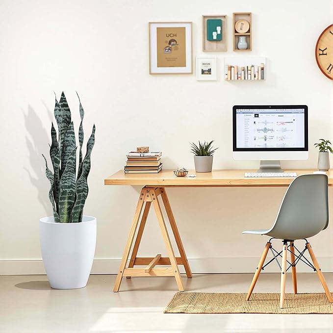 Artificial Snake Plant 25Inch Fake Sansevieria Faux Silk Potted Plant Artificial Mother in Law Tongue Plant for Indoor Outdoor Home Office Garden Decor Green