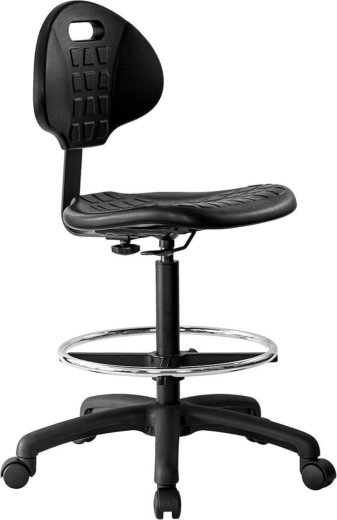 Chair Master Drafting Stool - ESD Anti Static Ergonomic Polyurethane Chair. Seat Ht Adj. (23"-33") Heavy Duty Adj. Footring Easy to Clean. Designed for Laboratory and Cleanroom environments.