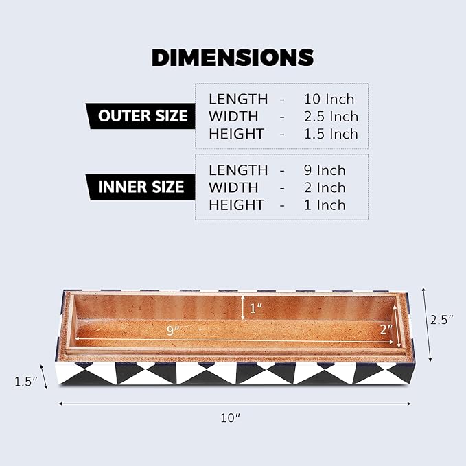 Handicrafts Home Handmade Triangle-B&W Collection Decorative Jewelry Box Organizer – Keepsakes, Trinkets, and Home Decor – Antique Coffee Table Storage, Memory Box, Farmhouse Style Decor, 10x2.5x1.5