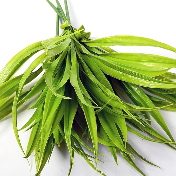 CLONG 16pcs Artificial Fake Grass Plants Faux Grass Outdoor UV Resistant Fake Bushes Artificial Shrubs Plastic Plant (Green)