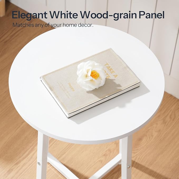 HOOBRO Side Table, Round End Accent Table with Sturdy Metal Pedestal, 15.7" Round Nightstand, for Living Room, Bedroom, Balcony, Office, White WW95BZ01