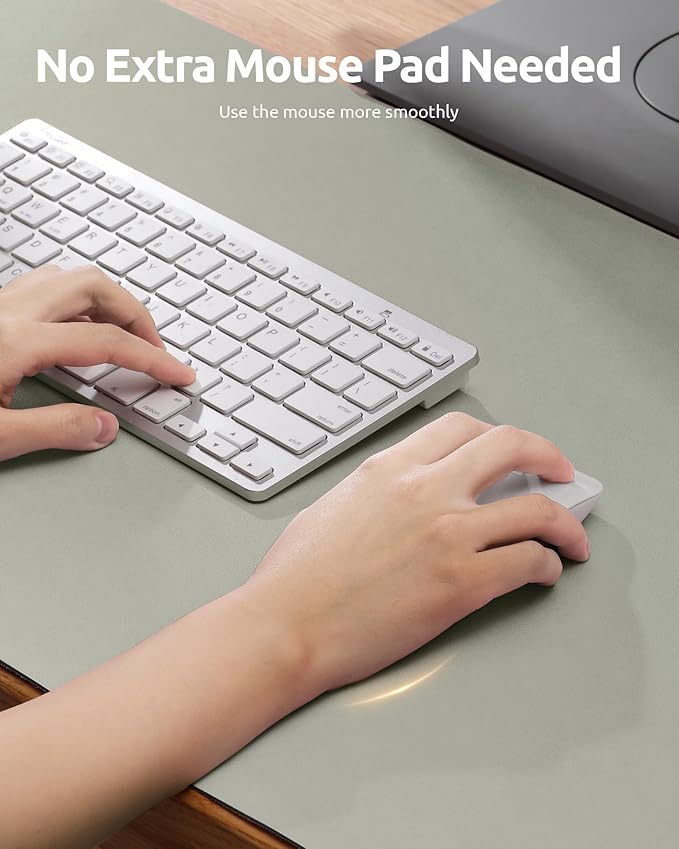 YSAGi Leather Desk Protector, Office Mat, Large Mouse Mat, Non-Slip PU Leather Blotter, Laptop Desk, Waterproof Writing Pad for Office and Home (Sage Green, 31.5" x 15.8")