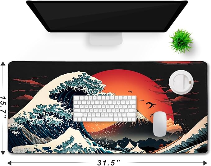 Big Mouse Pad, Upgrade Durable 31.5"x15.7" Larger Extended Mouse Pad for Gamer with Stitched Edges, Waterproof Non-Slip Base Long XXL Large Mousepad for Home Office Gaming Work, Full Moon Pattern