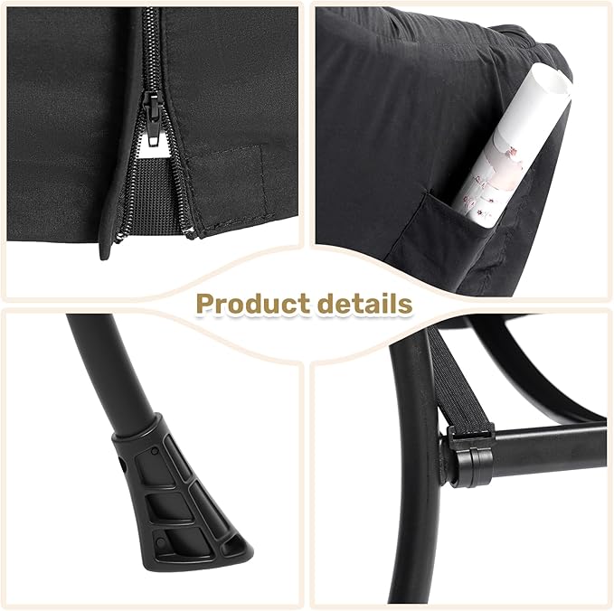 HollyHOME Modern Fabric Large Lazy Chair, Accent Oversized Comfy Reading Chair, Thick Padded Cozy Lounge Chair with Armrest, Leisure Sofa Chair for Living Room, Bedroom, Dorm, Matte Black