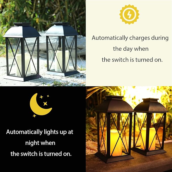 Afirst Solar Lantern Outdoor, 2 Pack Hanging Decorative Outdoor Lights Waterproof Umbrella Lights for Patio Garden, Table,Party Decor