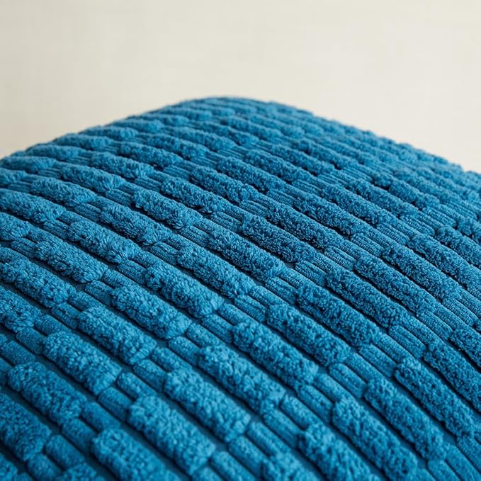 Fancy Homi 2 Packs Teal Decorative Throw Pillow Covers 20x20 Inch for Living Room Couch Bed Sofa, Rustic Farmhouse Boho Home Decor, Soft Striped Corduroy Square Cushion Case 50x50 cm