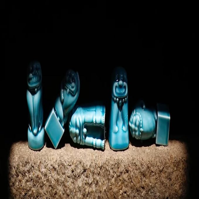 Ceramic Fengshiyeh Statues Set, Traditional Culture Figurines, Handcrafted Porcelain Decor for Home Office, Lucky Guardian Lions Sculptures as Unique Gift (1, Luck Lion E)