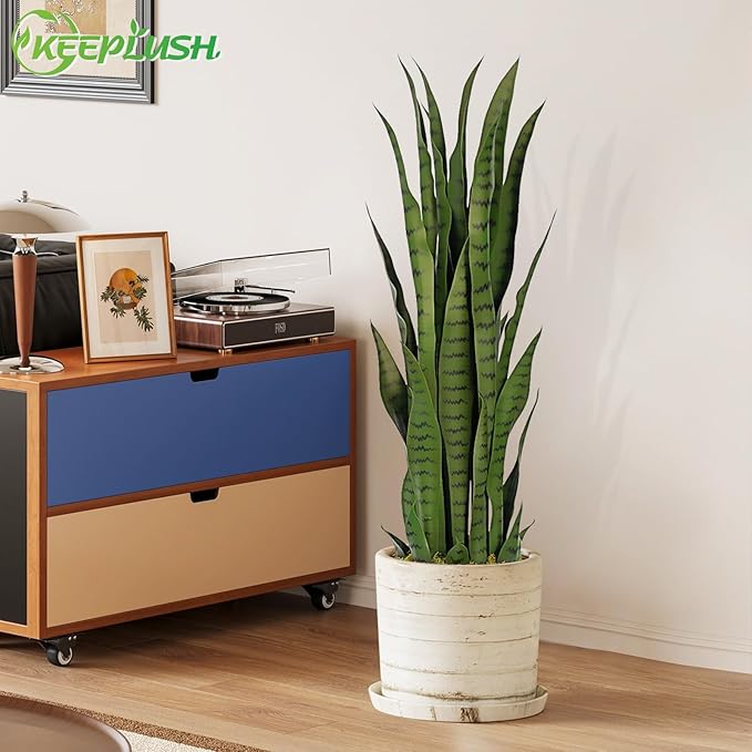 3ft Artificial Snake Plant – 36in Faux Sansevieria Plants, Fake Floor Plant for Indoor Outdoor, Front Porch Patio Home Office Decor, Mother-in-Law’s Tongue, Green 1Pcs