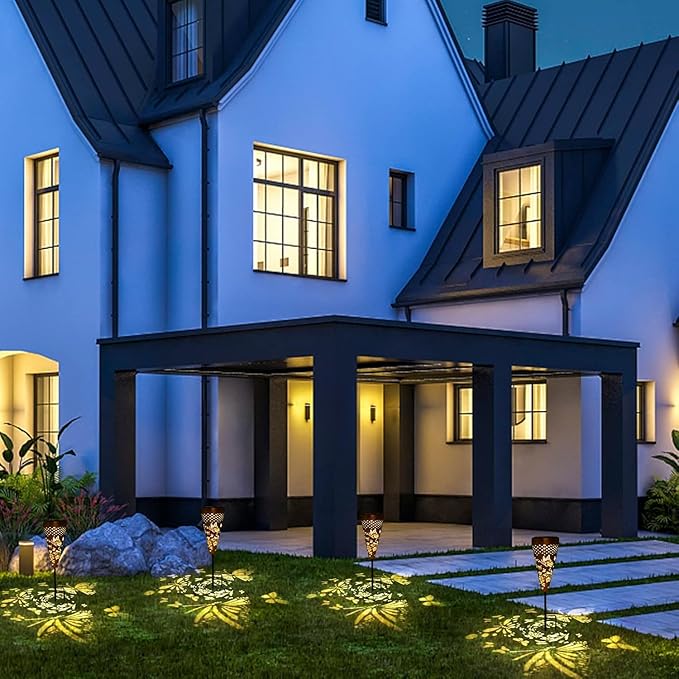 Butterfly gifts for women,2 Pack Solar pathway Lights Outdoor,Metal Garden decorations outdoor Lights with Patterns and Warm Light,Waterproof landscape lighting for Path Patio Backyard Walkway Yard