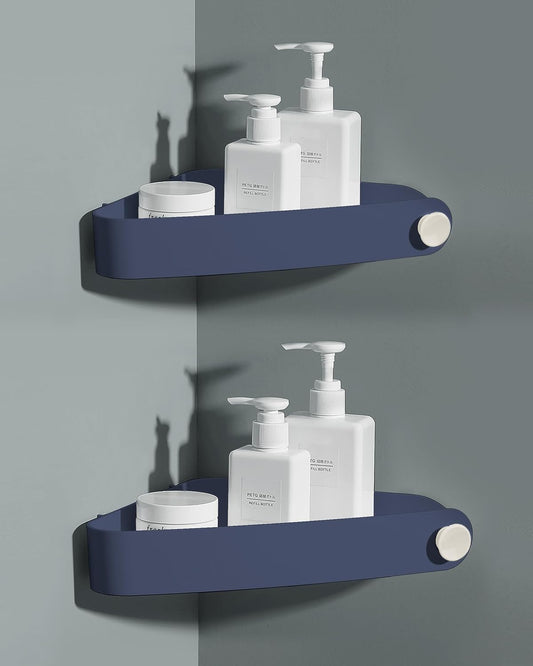 Sotfamily Shower Caddy Corner, 2 Pack Adhesive Corner Shower Shelves for Bathroom Organizers and Storage, Rust Free Plastic Rack for Bathroom Accessories & Decor, Navy