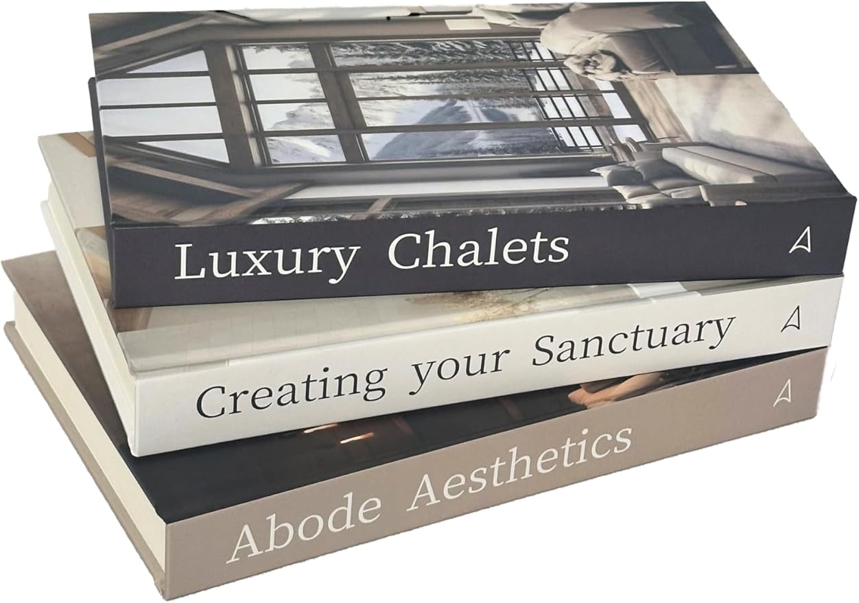 Array & Arrow Fake Decorative Books for Home Decor - Set of 3 Hardcover Faux Books for Storage, Modern, Stylish, and Minimalist Coffee Table Decor, Keepsake, Hidden Storage with Magnetic Closure