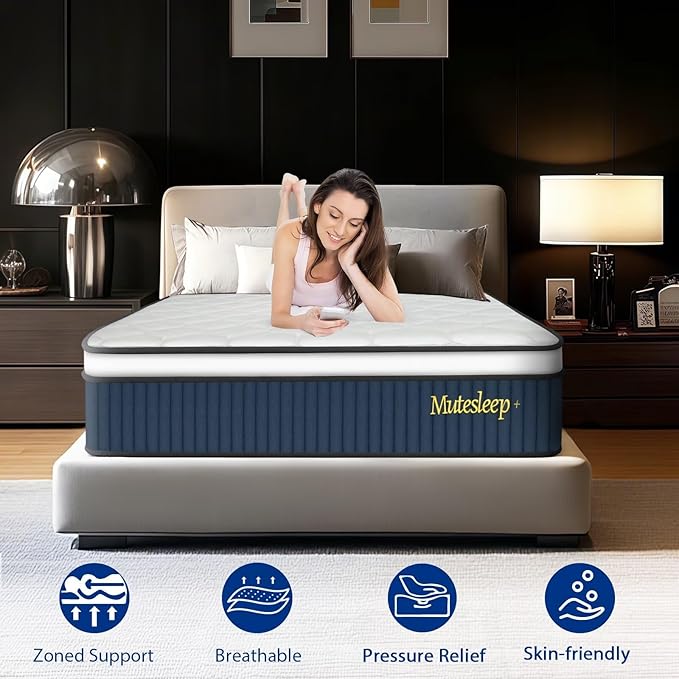 14 Inch Full Hybrid Mattress, Medium Firm with Memory Foam and Zoned Pocket Springs for Enhanced Lumbar Support and Pressure Relief