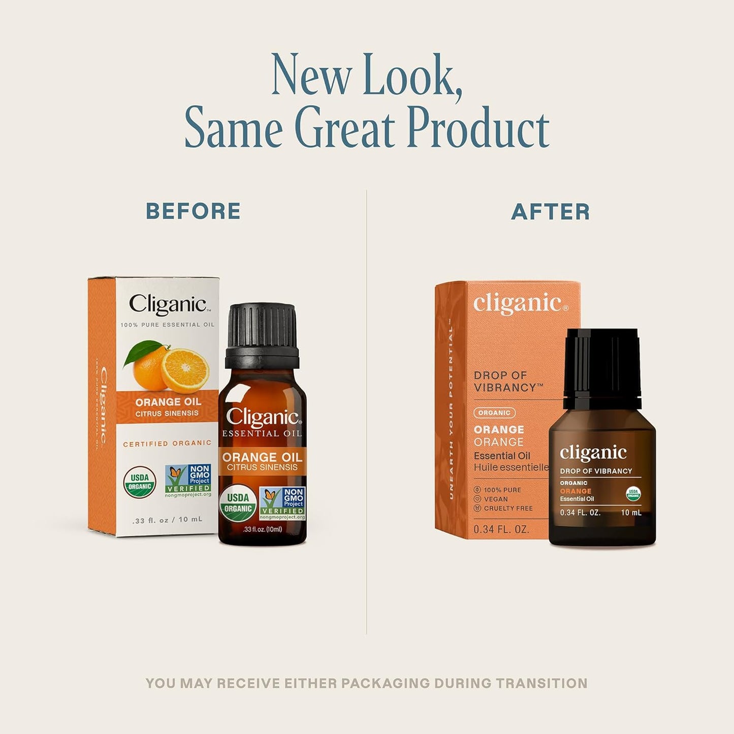 Cliganic Organic Sweet Orange Essential Oil, 10ml - 100% Pure Natural for Aromatherapy Diffuser | Non-GMO Verified (Packaging May Vary)