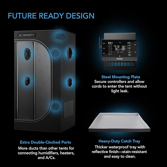 AC Infinity CLOUDLAB 733, Advance Grow Tent 3x3, Thickest 1" Poles, 2000D Mylar Canvas, Lab-Tested Highest Reflectivity, Largest Zipper Window, Controller Mount Plate, 36" x 36" x 72" Indoor Growing